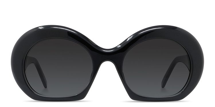 Curvy Black Round Sunglasses