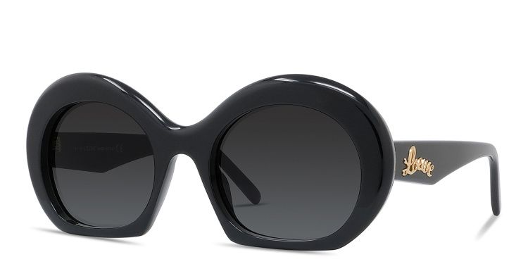Curvy Black Round Sunglasses