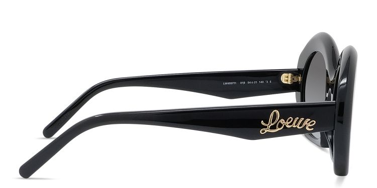 Curvy Black Round Sunglasses